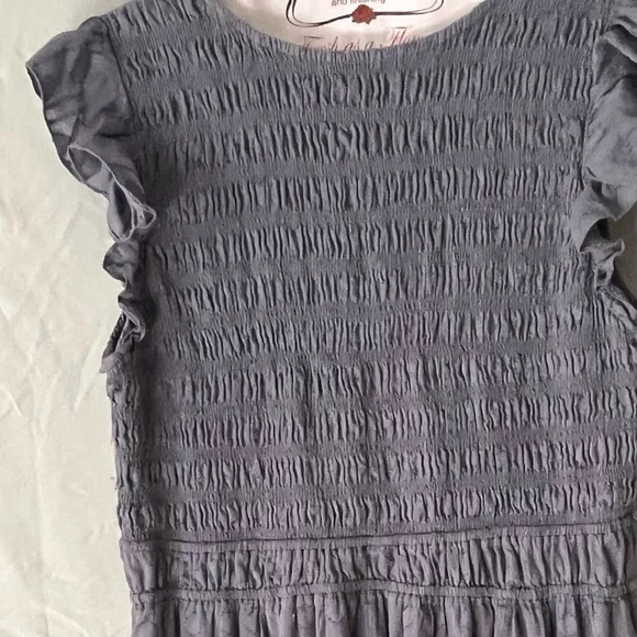 ANTHROPOLOGIE Peregrine Cotton Midi dress Blue Gray L 12 14 - Picture 10 of 15